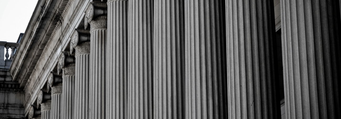 Columns on the facade of a classical building