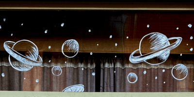 Drawing of planets on a window