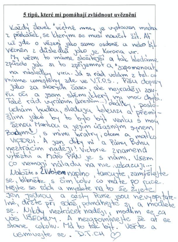 The handwritten version of the letter