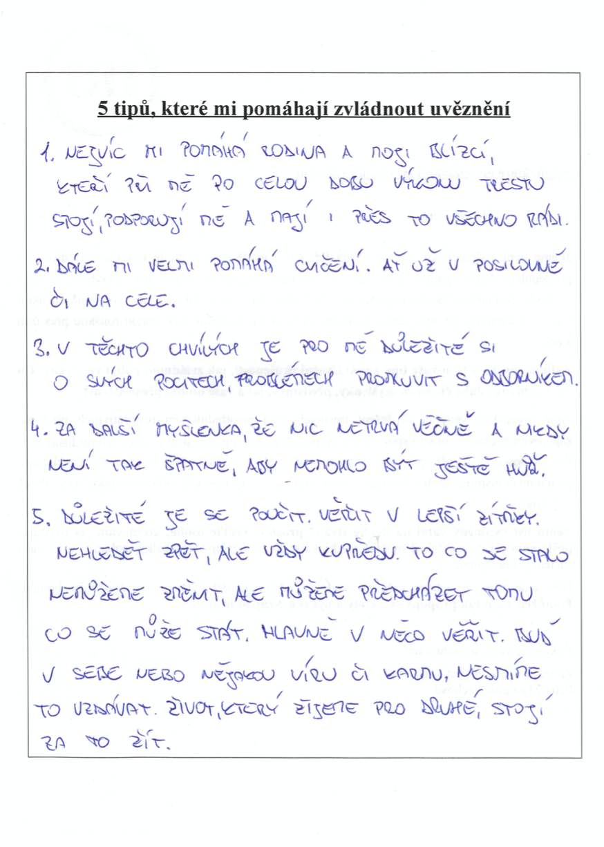 The handwritten version of the letter