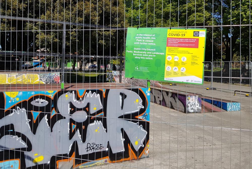 A closed down skatepark due to Covid-19 in Ireland