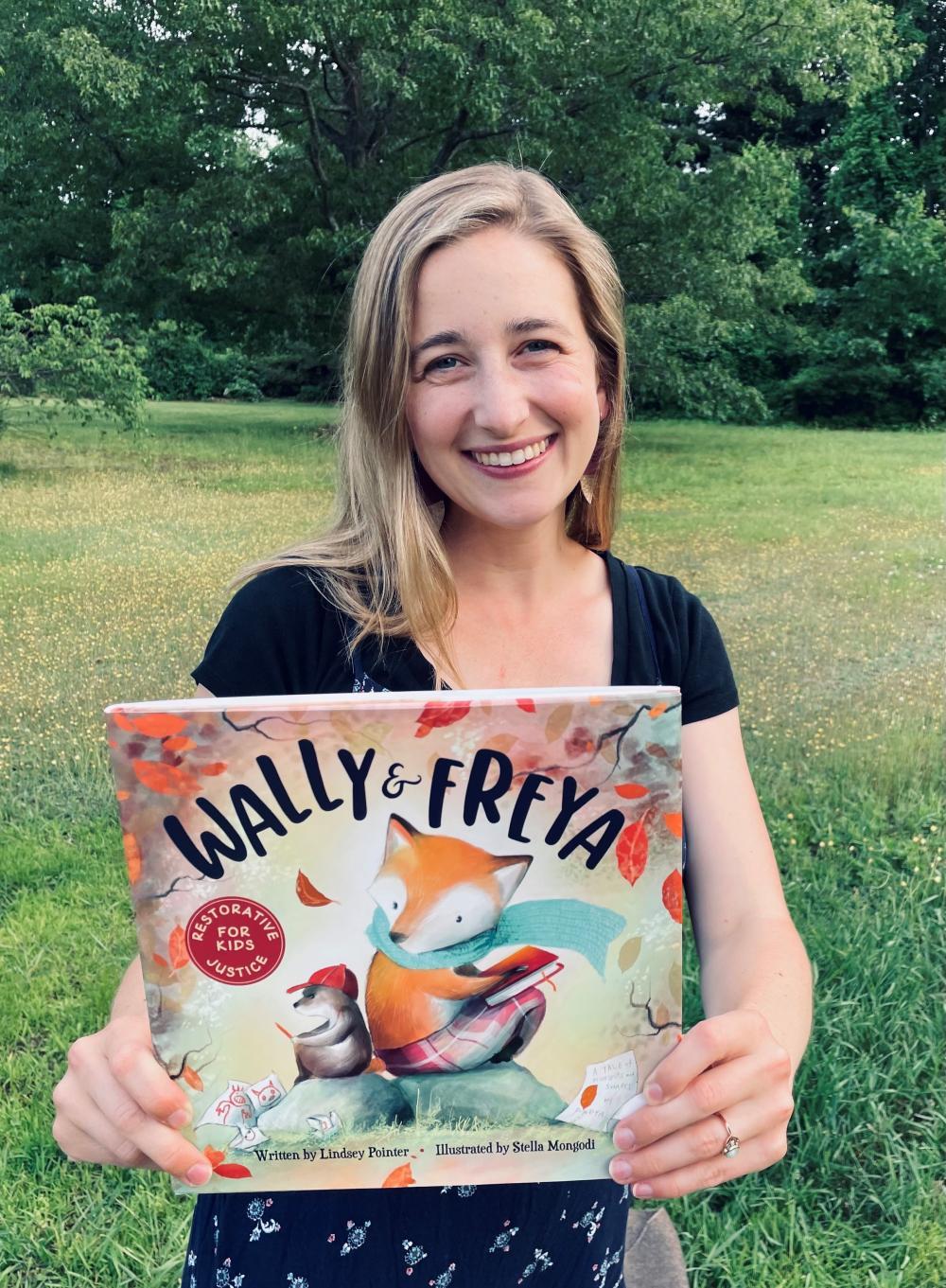 Lindsey Pointer with her book "Wally and Freya"