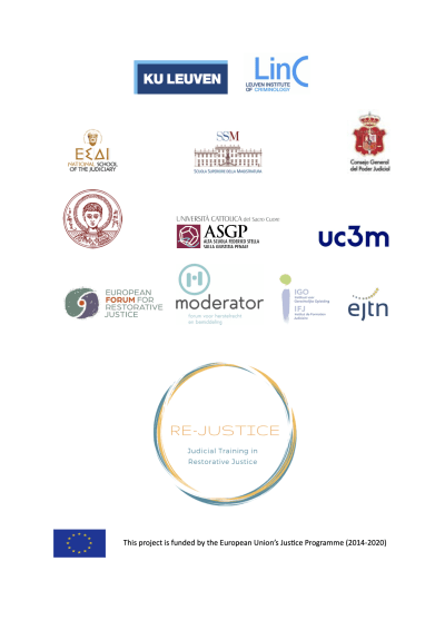 Logos of the partner organisations in the RE-JUSTICE project
